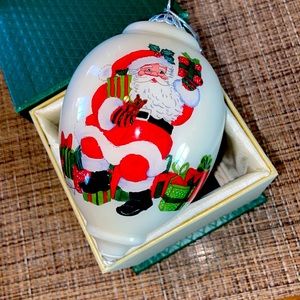 Pier 1 Li Bien 2016 Santa NOEL Hand Painted Glass Christmas Ornament